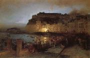 Oswald achenbach Fireworks in Naples Sweden oil painting artist
